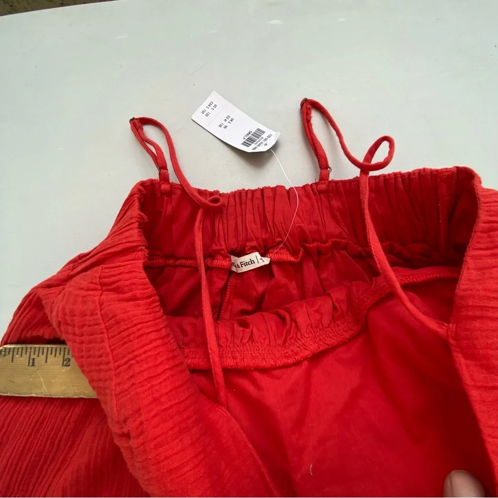 Red Gauze Maxi Dress Boho Cottagecore Sundress Small NWT Summer Abercrombie